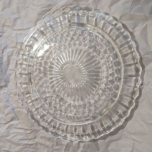Federal Glass 11-3/8" Footed Cake Plate Dots Panel Bubble Pattern 2889 Clear